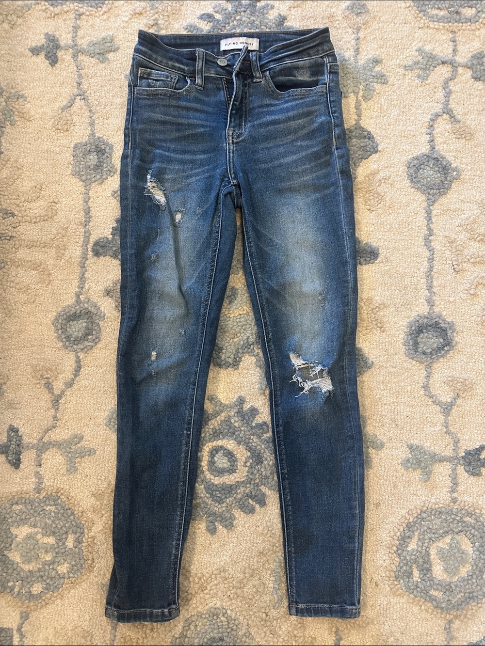 Flying Monkey Dark Blue Distressed Skinny Jeans